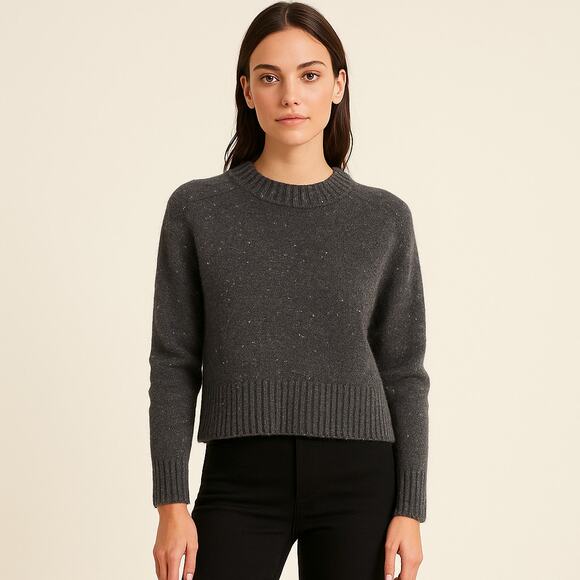 A504-A • Crew Neck Cashmere-Like Cropped Knit Sweater - Picture 1 of 2
